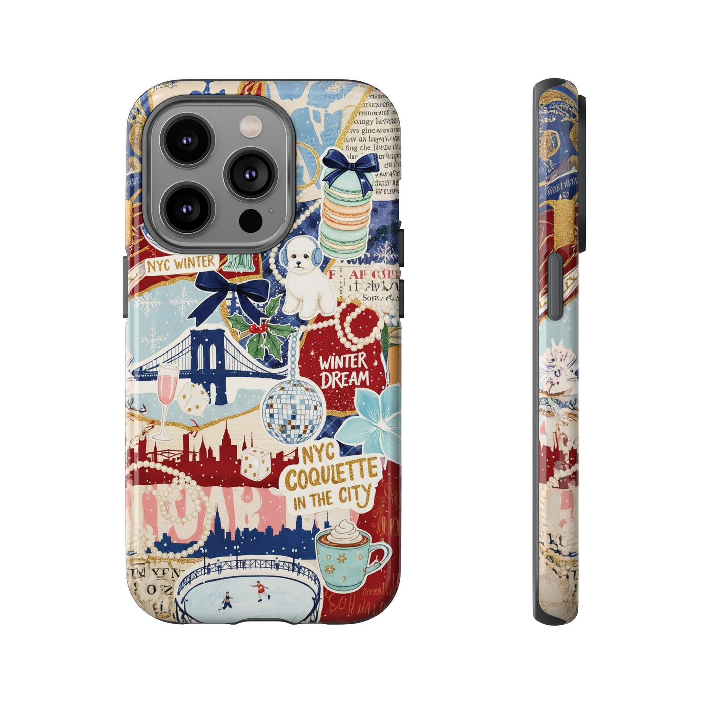 New York Winter Coquette Collage Tough Premium Phone Case - For iPhone 17 Pro Max iPhone 16 Pro iPhone 15 Iphone 14 Plus 13 Pro 12 11 10 XR