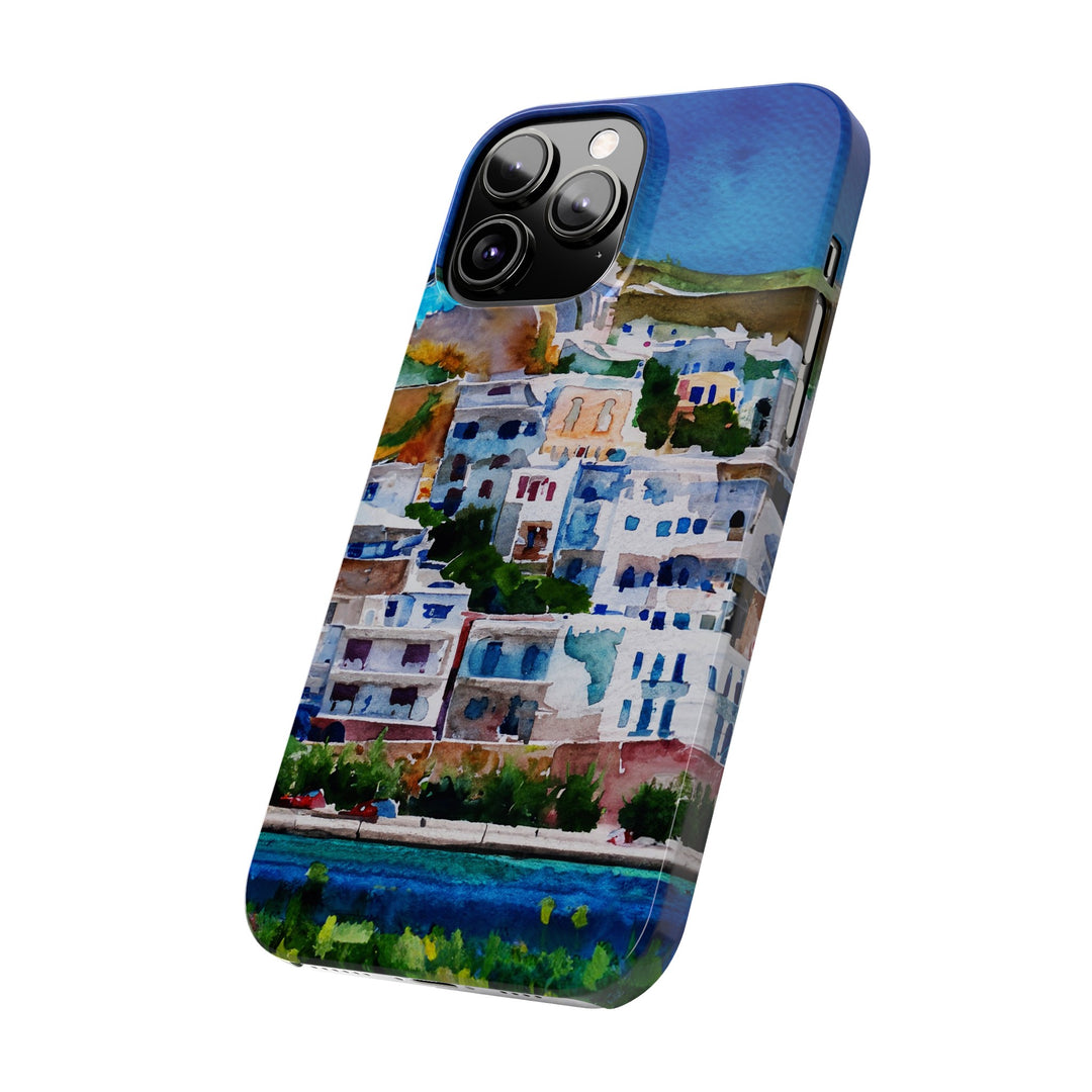 Slim Cute Phone Cases for Iphone | iPhone 15 Case | iPhone 15 Pro Max Case, Iphone 14, Iphone 14 Pro Max, Iphone 13, Colorful Greek House Watercolor - Studio40ParkLane