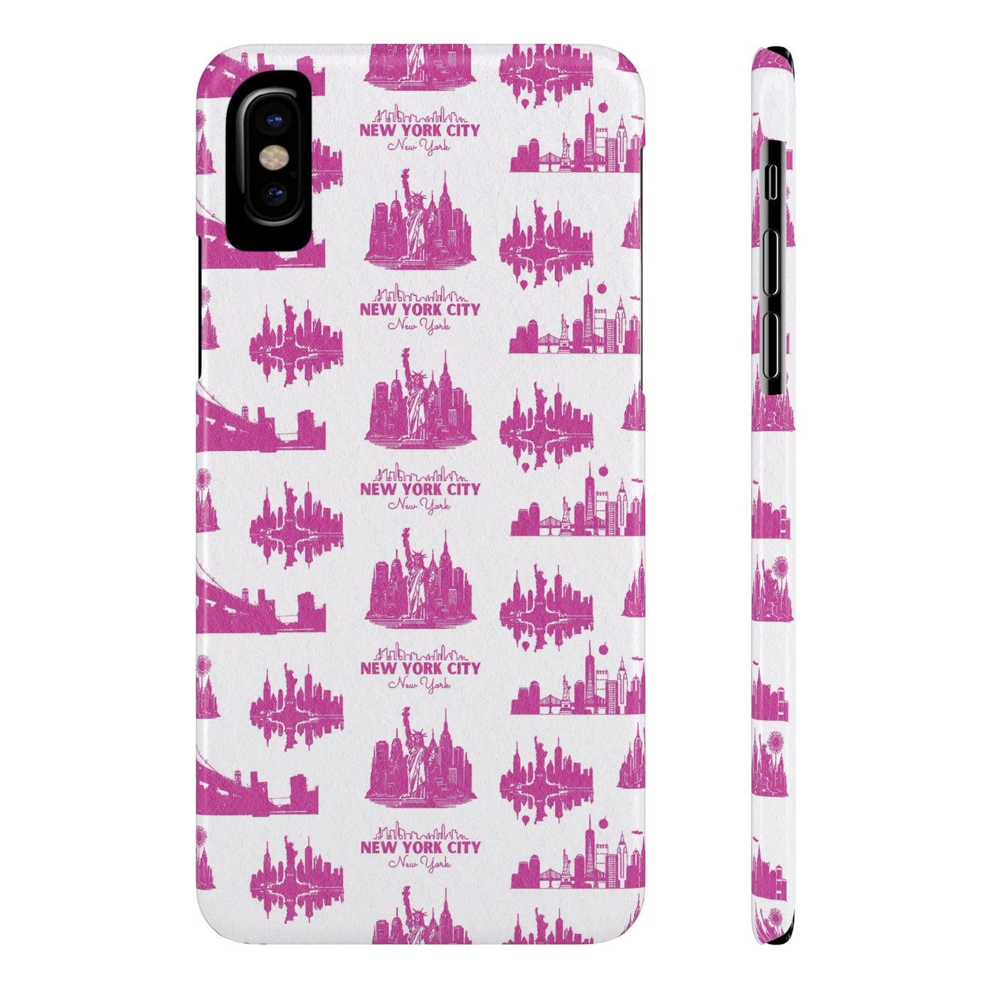 Slim New York Skyline Pink Collage Coquette Gift for Her Cute Phone Cases for Iphone 16 Pro Max | iPhone 15 Case | iPhone 15 Pro Max Case, Iphone 14, Iphone 14 Pro Max, Iphone 13 12 11 8 7