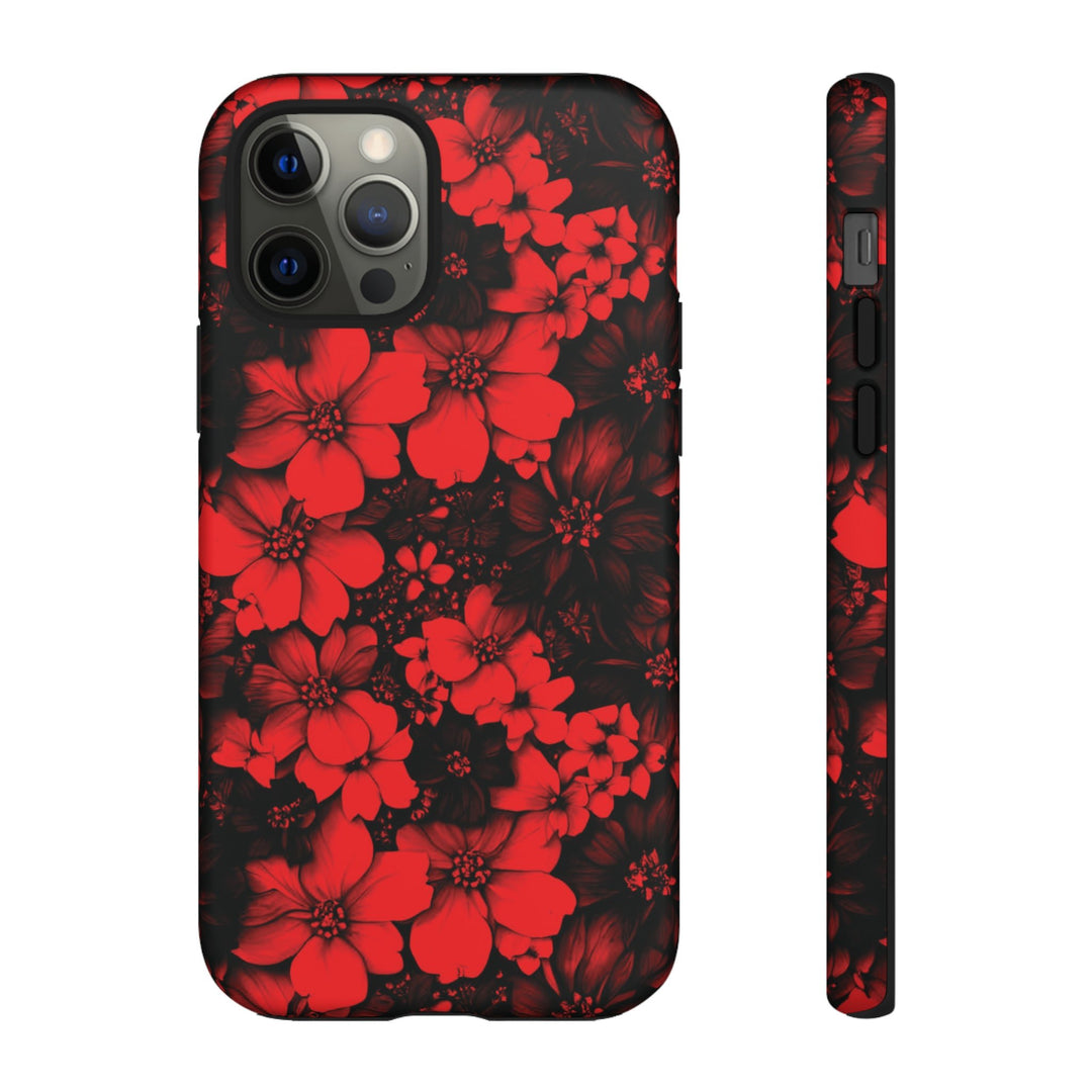 Cute IPhone Case | Red Black Flowers, iPhone 15 Case | iPhone 15 Pro Case, Iphone 14 Case, Iphone 14 Pro Max Case, Protective Iphone Case - Studio40ParkLane