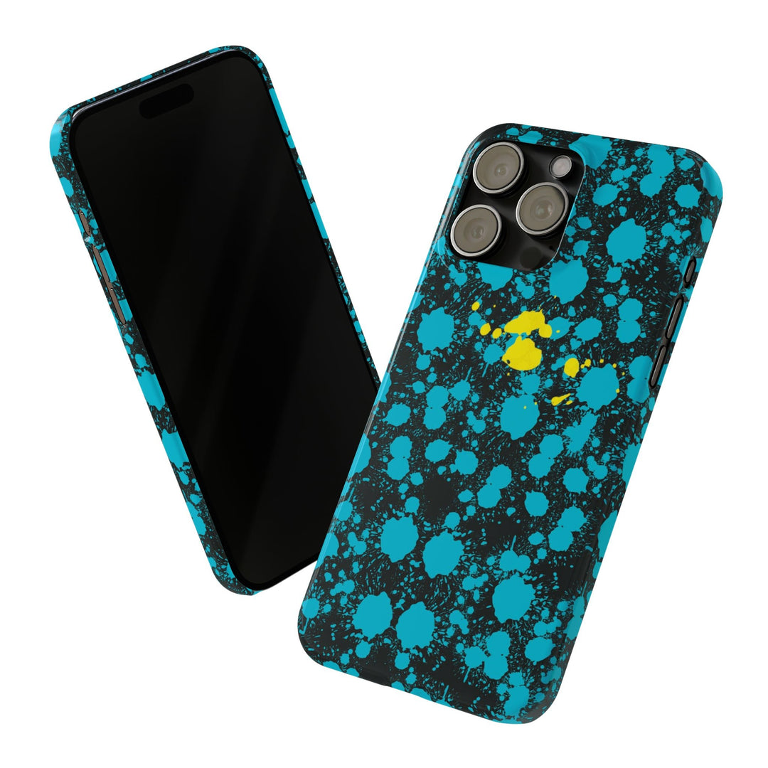 Slim Cute Phone Cases for Iphone - | iPhone 15 Case | iPhone 15 Pro Max Case, Iphone 14 Case, Iphone 14 Pro Max, Iphone 13, Paint Splash Blue Yellow - Studio40ParkLane