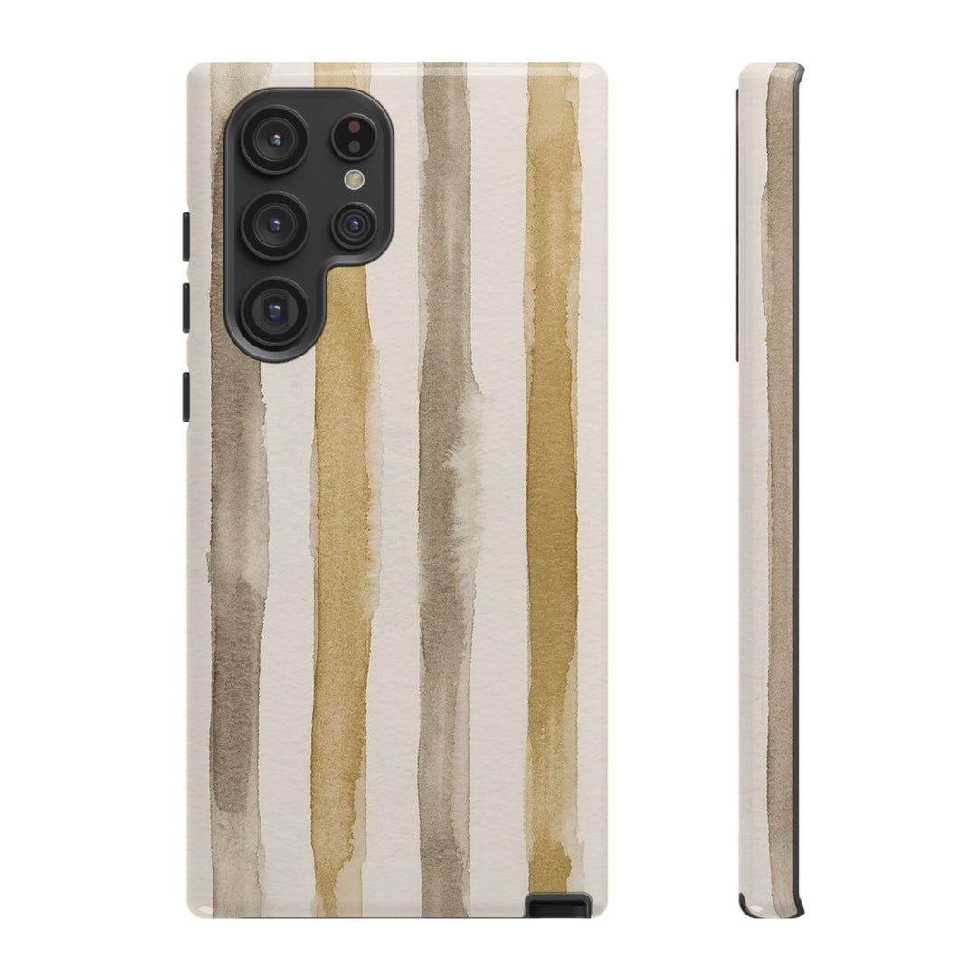 Tough Cute Brown Beige Stripes Phone Case, for IPhone 17 Pro Max | Iphone 17 Air, Iphone 16, IPhone 15, 14 13 12, Samsung Galaxy S26, S25, S24, S23 - Studio40ParkLane