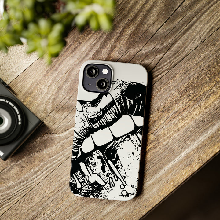 Slim Cute Phone Cases for Iphone - | iPhone 15 Case | iPhone 15 Pro Max Case, Iphone 14 Case, Iphone 14 Pro Max, Iphone 13, Smile Lips Black and White - Studio40ParkLane
