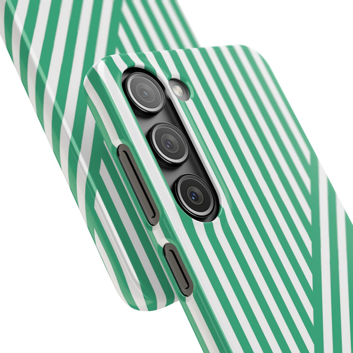 Aesthetic Emerald Stripes Cute Phone Case Sleek Snap - For iPhone 17 Pro Max iPhone 16 Pro iPhone 15 Iphone 14 Plus 13 Pro 12 11 10 Gift