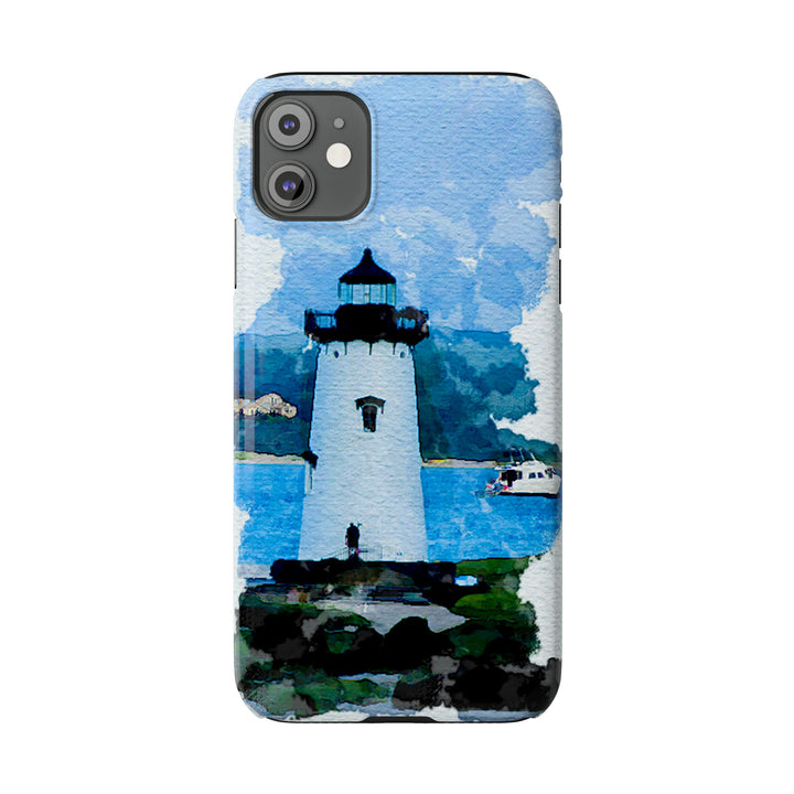 Slim Cute Phone Cases for Iphone - | iPhone 15 Case | iPhone 15 Pro Max Case, Iphone 14 Case, Iphone 14 Pro Max, Iphone 13, Beach Lighthouse Blue - Studio40ParkLane