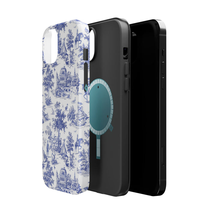 Blue Toile Magnetic Impact-Resistant Cute Phone Case for Iphone 16, iPhone 15 Pro Max Plus 14, 13, 12, 11 Gift for her - Studio40ParkLane