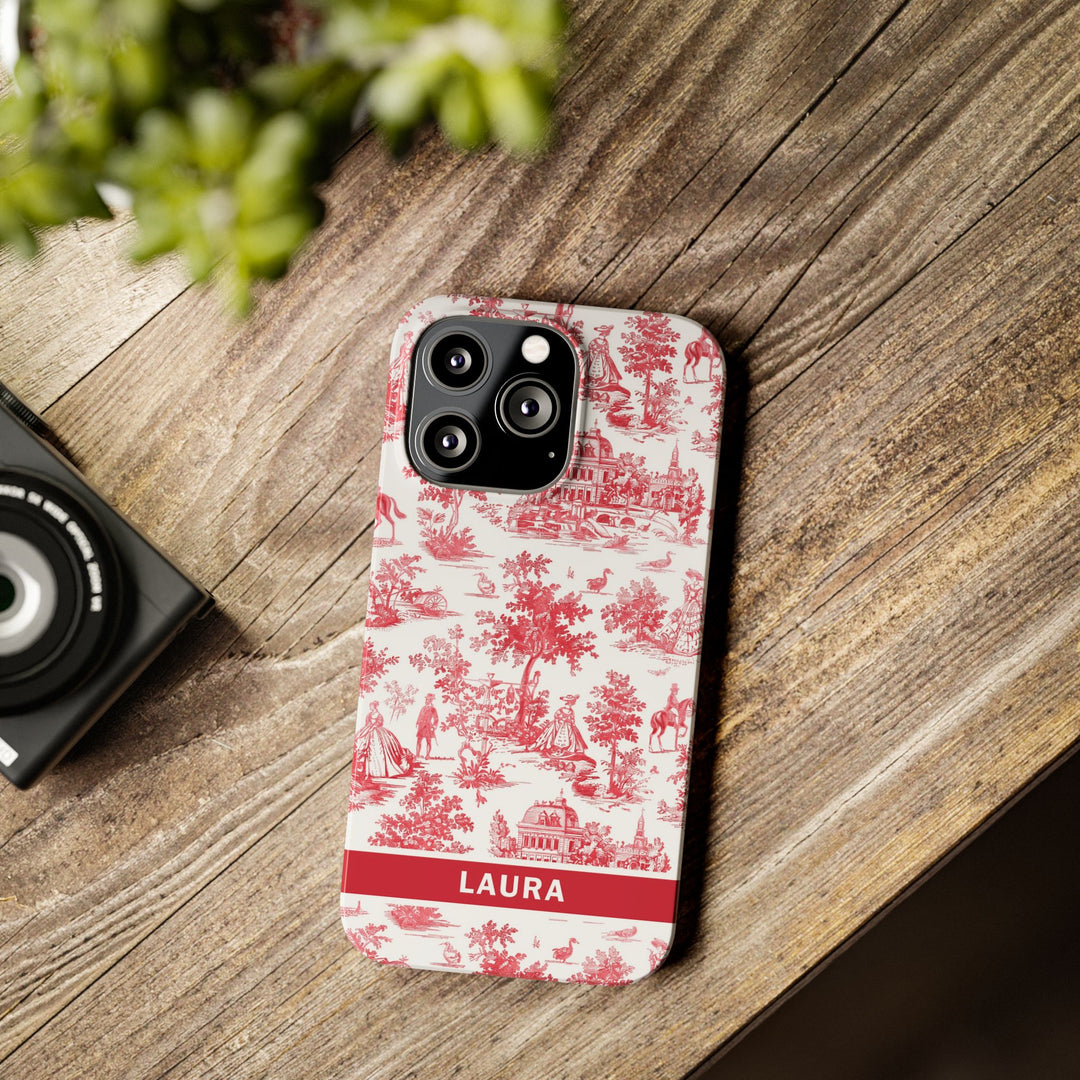 Slim French Toile Personalized Initial Custom Gift for Her Cute Phone Cases for Iphone 16 Pro Max | iPhone 15 Case | iPhone 15 Pro Max Case, Iphone 14, 13, 12, 11, 10, 8, 7 - Studio40ParkLane