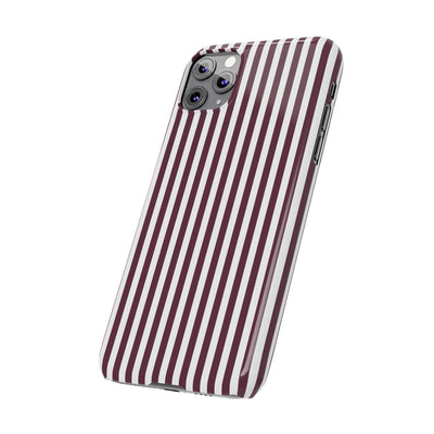 Slim Burgundy Wine Striped Cute Phone Case for Iphone 16 - | iPhone 15 Pro Max Case | iPhone 14 Case Iphone 13 12 11 10 9 8 7 Gift for Her - Studio40ParkLane