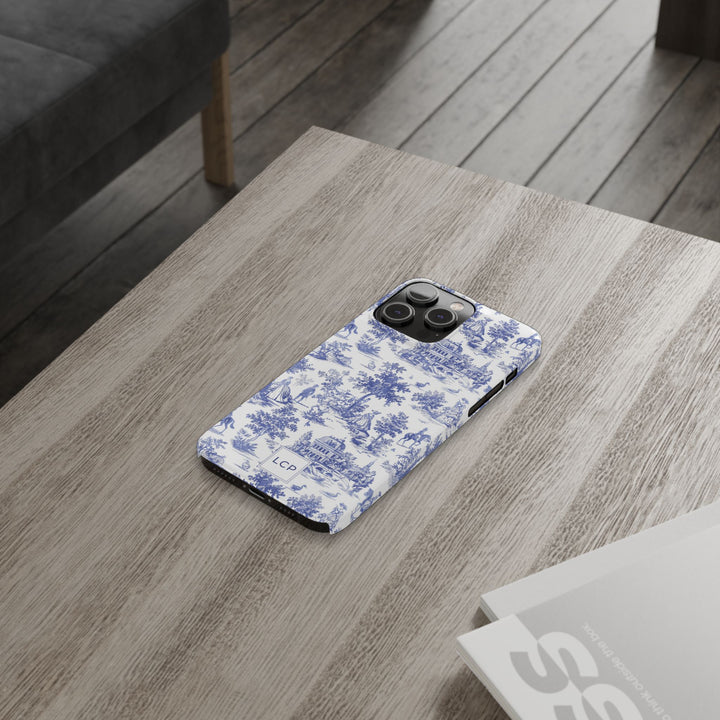 Slim Personalized Slim Blue Vintage French Toile Cute Phone Cases for Iphone 16 Pro Max | iPhone 15 Case | iPhone 15 Pro Max Case, Iphone 14, Iphone 14 Pro Max, Iphone 13 12 11 8 7 - Studio40ParkLane