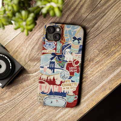 Slim New York Winter Coquette Collage Cute Phone Case for Iphone 16 - | iPhone 15 Pro Max Case | iPhone 14 Case Iphone 13 12 11 10 9 8 7 X - Studio40ParkLane