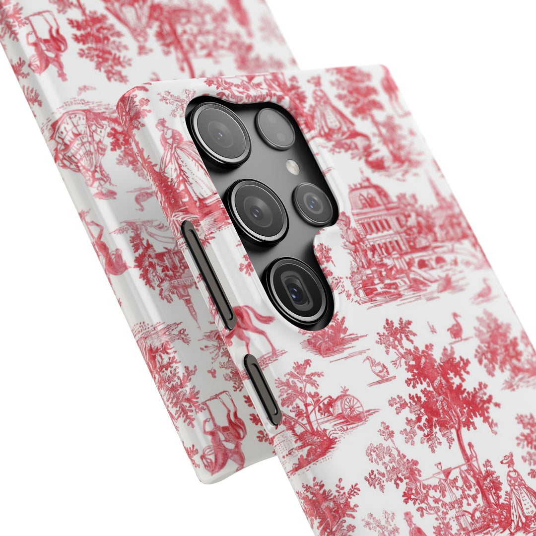 Snap French Toile Personalized Initial Custom Gift for Her Cute Phone Cases for Samsung S24, S23, S22, S21, S20, Plus and Ultra and Iphone, 16, 15, 14, 13, 12, 11. 10 - Studio40ParkLane