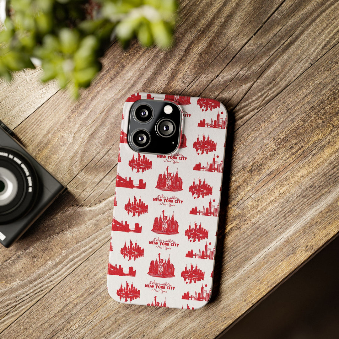 Slim New York Skyline Red Collage Coquette Gift for Her Cute Phone Cases for Iphone 16 Pro Max | iPhone 15 Case | iPhone 15 Pro Max Case, Iphone 14, Iphone 14 Pro Max, Iphone 13 12 11 8 7 - Studio40ParkLane