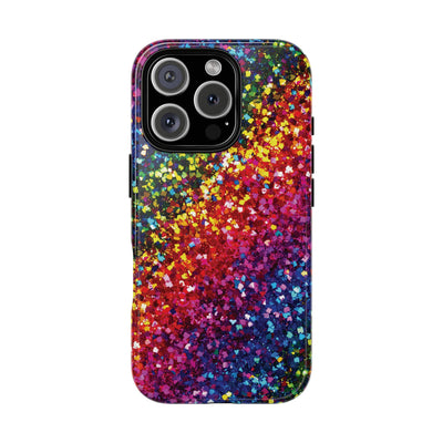 Faux Chic Play on Glitter Effect Cute Phone Case, for IPhone 16 pro Max | Iphone 15, Iphone 14, IPhone 13 Case, 11 8 7, Samsung Galaxy S24, S23, S22, S21, 2 Layer Protection