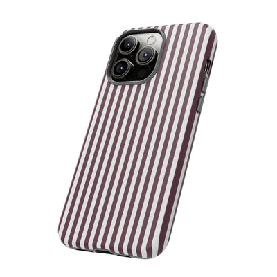 Tough Premium Burgundy Stripes Phone Case Gift for Her - For Apple iPhone 16 Pro Max 16e iPhone 15 Pro iPhone Iphone 14 Plus 13 Pro 12 SE XR - Studio40ParkLane