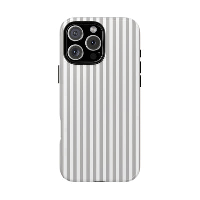 Tough Premium Ash Grey Stripes Phone Case Gift for Her - For Apple iPhone 16 Pro Max 16e iPhone 15 Pro iPhone Iphone 14 Plus 13 Pro 12 SE XR - Studio40ParkLane