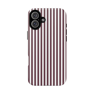 Tough Premium Burgundy Stripes Phone Case Gift for Her - For Apple iPhone 16 Pro Max 16e iPhone 15 Pro iPhone Iphone 14 Plus 13 Pro 12 SE XR - Studio40ParkLane
