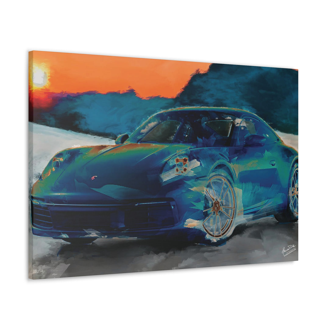 Porsche Wall Art on Canvas Print Gallery Wrapped - Gorgeous Porsche 911 Carrera Wall Art - Set in the mountains with a Sunset - Home Decor - Studio40ParkLane