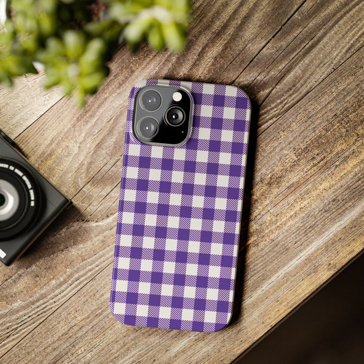 Slim Purple Gingham Gift for Her Cute Phone Cases for Iphone 16 Pro Max | iPhone 15 Case | iPhone 15 Pro Max Case, Iphone 14, 13, 12, 11, 10, 8, 7 - Studio40ParkLane