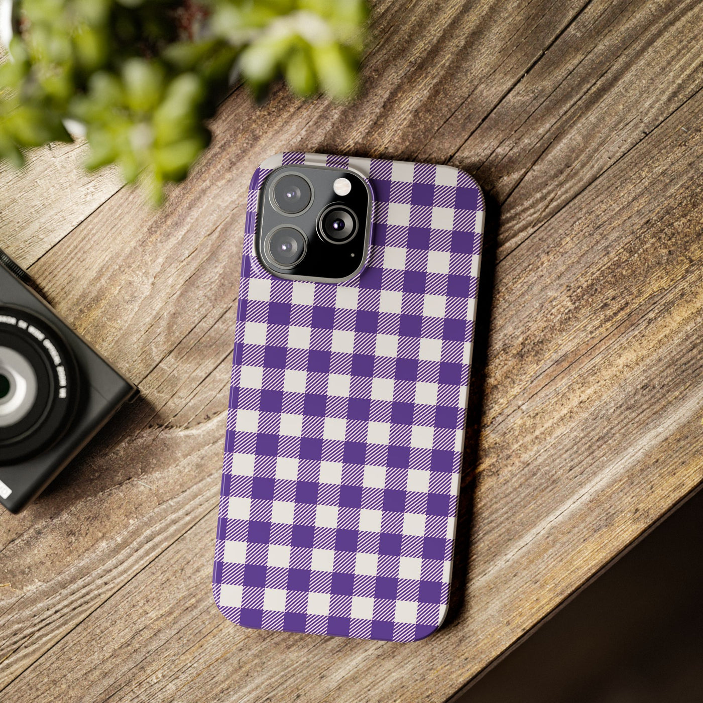 Slim Purple Gingham Gift for Her Cute Phone Cases for Iphone 16 Pro Max | iPhone 15 Case | iPhone 15 Pro Max Case, Iphone 14, 13, 12, 11, 10, 8, 7