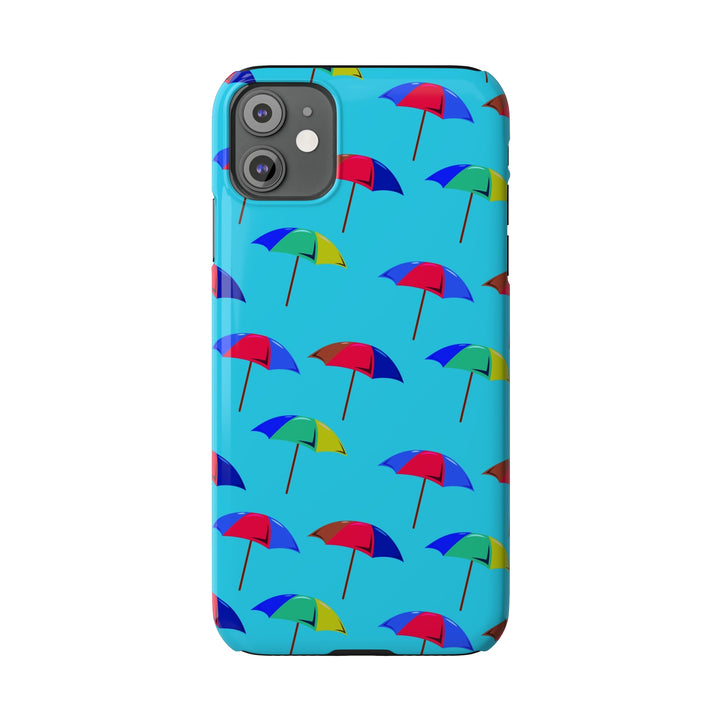 Slim Cute Phone Cases for Iphone - | iPhone 15 Case | iPhone 15 Pro Max Case, Iphone 14 Case, Iphone 14 Pro Max, Iphone 13, Colorful Beach Parasol Blue - Studio40ParkLane