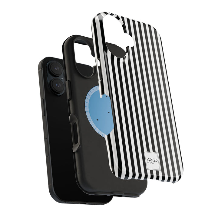 Custom Personalized Black White Striped Magsafe Phone Case for Iphone 17 - | iPhone 16 Pro Max Case | iPhone 15 Case Iphone 14 13 12 11 10 - Studio40ParkLane