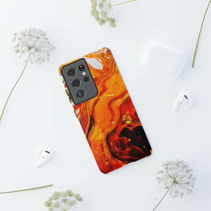 Cute Samsung Phone Cases, Designer Samsung Galaxy S23 Phone Case, Samsung S22 Case, Samsung S21 Case, Samsung S20 Case, Marble Orange Design - Studio40ParkLane