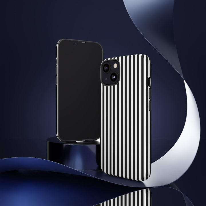 Tough Premium Black White Stripes Phone Case Gift for Her - For Apple iPhone 16 Pro Max 16e iPhone 15 Pro iPhone Iphone 14 Plus 13 Pro 12 SE XR - Studio40ParkLane
