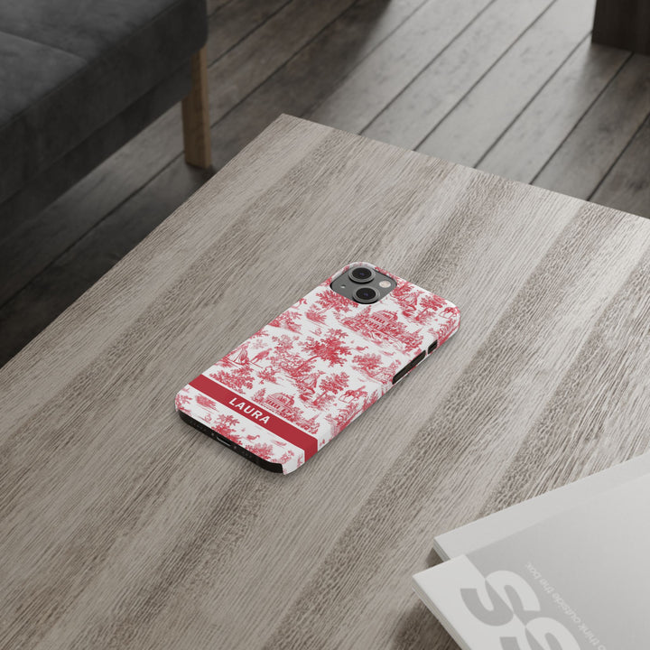 Slim French Toile Personalized Initial Custom Gift for Her Cute Phone Cases for Iphone 16 Pro Max | iPhone 15 Case | iPhone 15 Pro Max Case, Iphone 14, 13, 12, 11, 10, 8, 7 - Studio40ParkLane