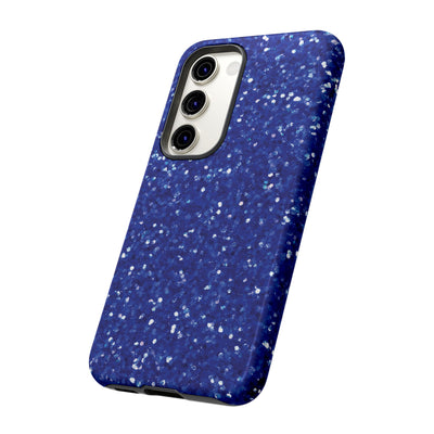 Chic Blue Faux Play on Glitter Effect Cute Phone Case, for IPhone 16 pro Max | Iphone 15, Iphone 14, IPhone 13 Case, 11 8 7, Samsung Galaxy S24, S23, S22, S21, 2 Layer Protection