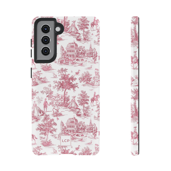 Personalized Custom French Toile Tough Cute Phone Case For Apple iPhone 18, 17, 16, 15 14, Pro Max, Samsung Galaxy S26, S25, S24 Plus Ultra