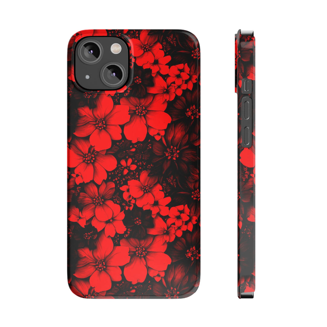 Slim Cute Phone Cases for Iphone - | iPhone 15 Case | iPhone 15 Pro Max Case, Iphone 14 Case, Iphone 14 Pro Max, Iphone 13, Red Black Flowers - Studio40ParkLane