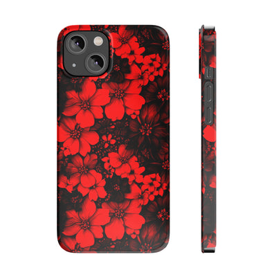 Slim Cute Phone Cases for Iphone - | iPhone 15 Case | iPhone 15 Pro Max Case, Iphone 14 Case, Iphone 14 Pro Max, Iphone 13, Red Black Flowers