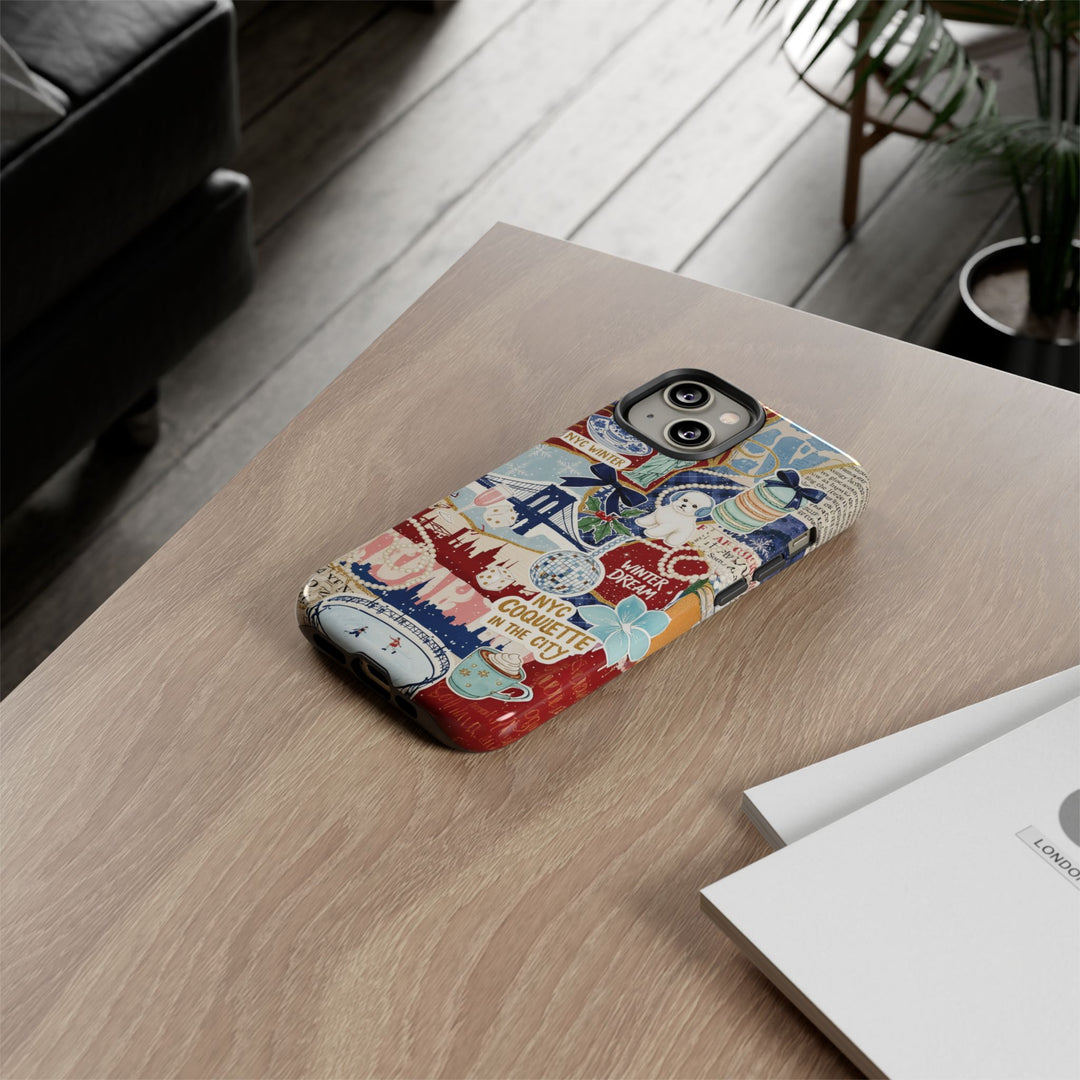 New York Winter Coquette Collage Tough Premium Phone Case - For iPhone 17 Pro Max iPhone 16 Pro iPhone 15 Iphone 14 Plus 13 Pro 12 11 10 XR