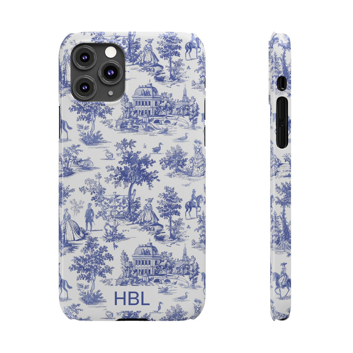 Slim Personalized Slim Blue Vintage French Toile Cute Phone Cases for Iphone 16 Pro Max | iPhone 15 Case | iPhone 15 Pro Max Case, Iphone 14, Iphone 14 Pro Max, Iphone 13 12 11 8 7 - Studio40ParkLane