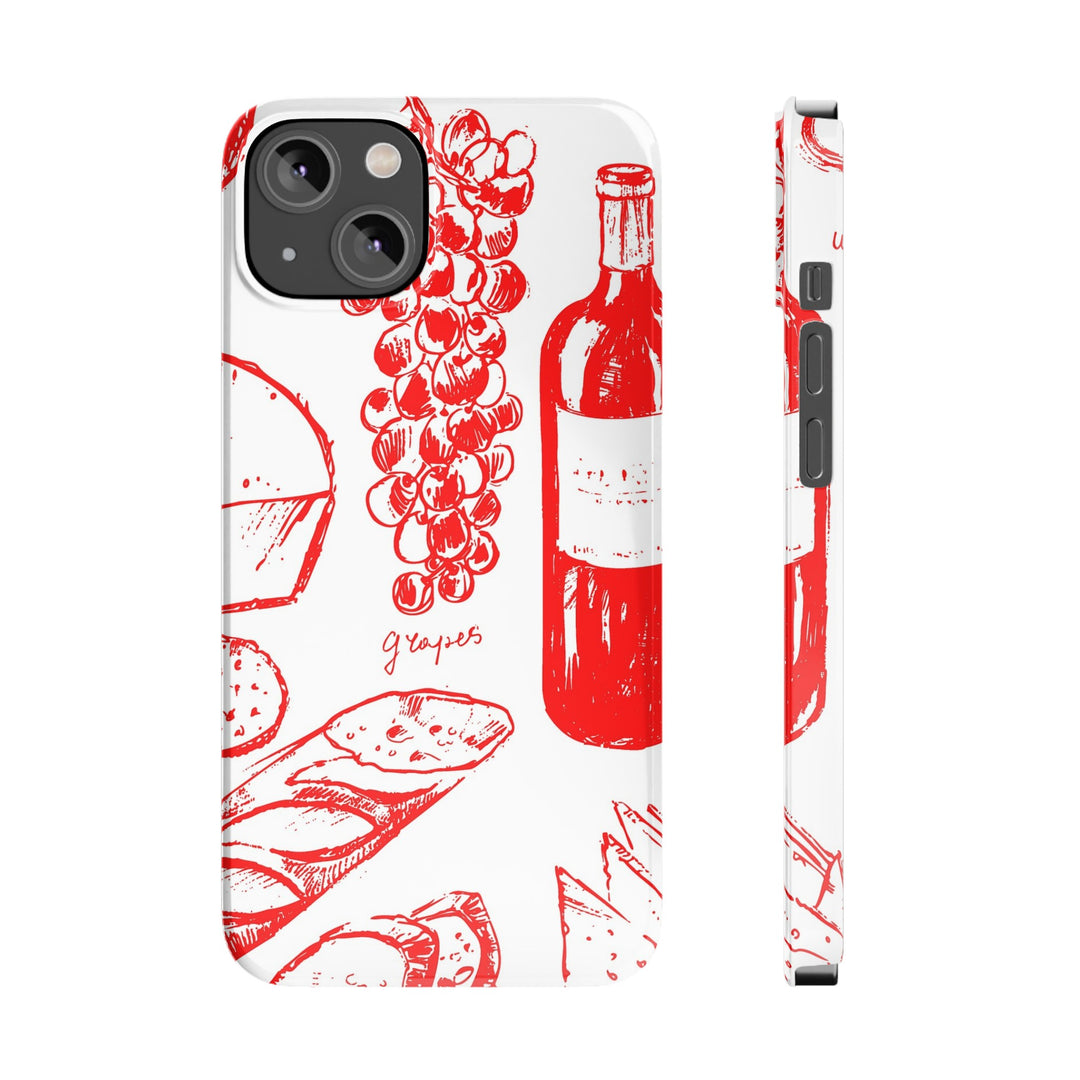 Slim Cute Phone Cases for Iphone | iPhone 15 Case | iPhone 15 Pro Max Case, Iphone 14, Iphone 14 Pro Max, Iphone 13, French Food Wine Red - Studio40ParkLane