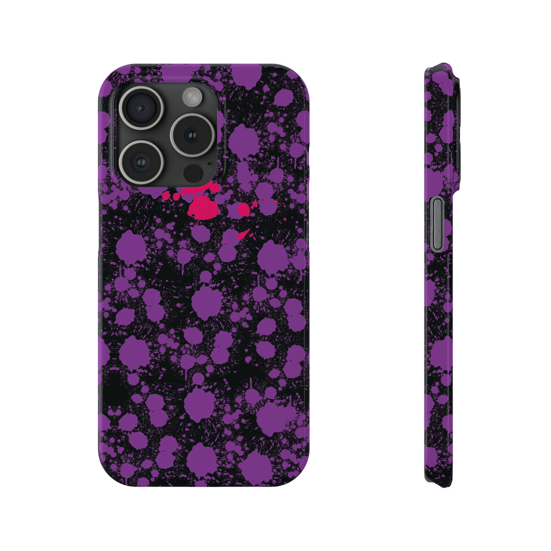 Slim Cute Phone Cases for Iphone - | iPhone 15 Case | iPhone 15 Pro Max Case, Iphone 14 Case, Iphone 14 Pro Max, Iphone 13, Purple Pink Paint Blots Splash - Studio40ParkLane