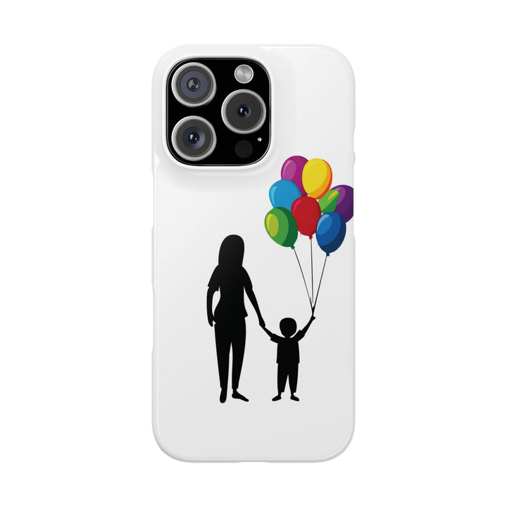 Slim Mother Child Balloons Gift for Her Cute Phone Cases for Iphone 16 Pro Max | iPhone 15 Case | iPhone 15 Pro Max Case, Iphone 14, 13, 12, 11, 10, 8, 7 - Studio40ParkLane