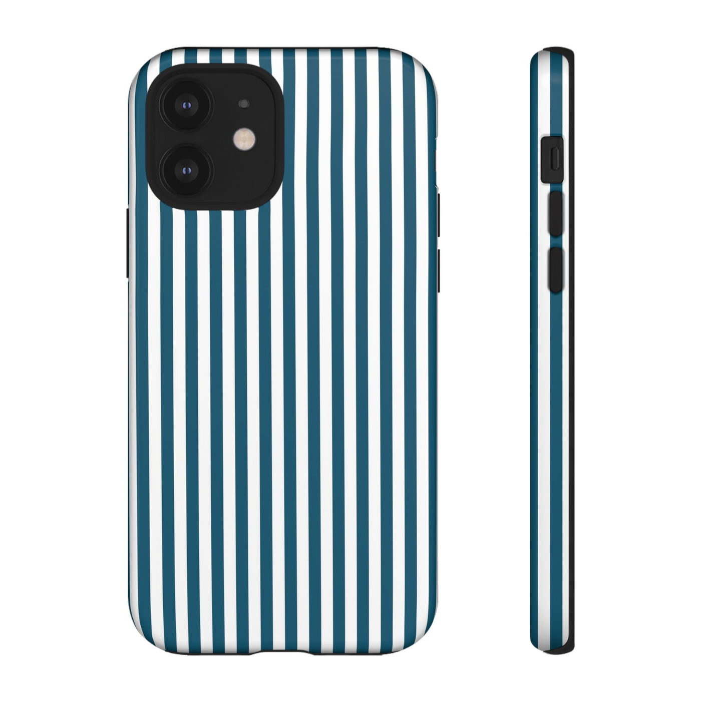 Tough Premium Teal Blue Stripes Phone Case Gift for Her - For Apple iPhone 16 Pro Max 16e iPhone 15 Pro iPhone Iphone 14 Plus 13 Pro 12 SE XR - Studio40ParkLane