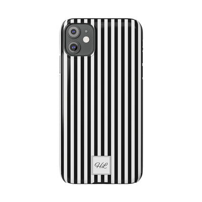 Slim Custom Personalized Black White Striped Phone Case for Iphone 16 - | iPhone 15 Pro Max Case | iPhone 14 Case Iphone 13 12 11 10 9 8 - Studio40ParkLane