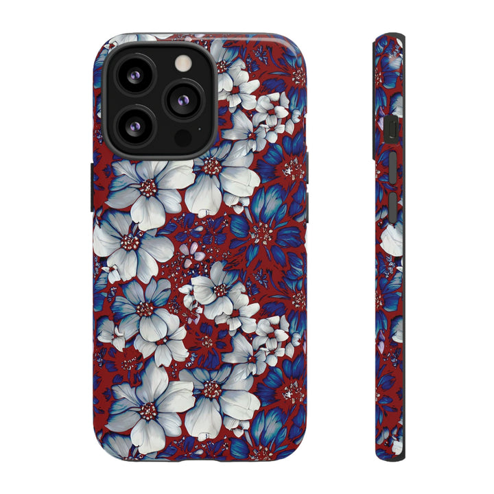 Cute IPhone Case | Red Blue Flowers, iPhone 15 Case | iPhone 15 Pro Case, Iphone 14 Case, Iphone 14 Pro Max Case, Protective Iphone Case - Studio40ParkLane