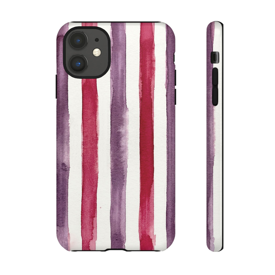 Tough Cute Wine Red Purple Stripes Phone Case, for IPhone 17 Pro Max | Iphone 17 Air, Iphone 16, IPhone 15, 14 13 12, Samsung Galaxy S26, S25, S24, S23 - Studio40ParkLane