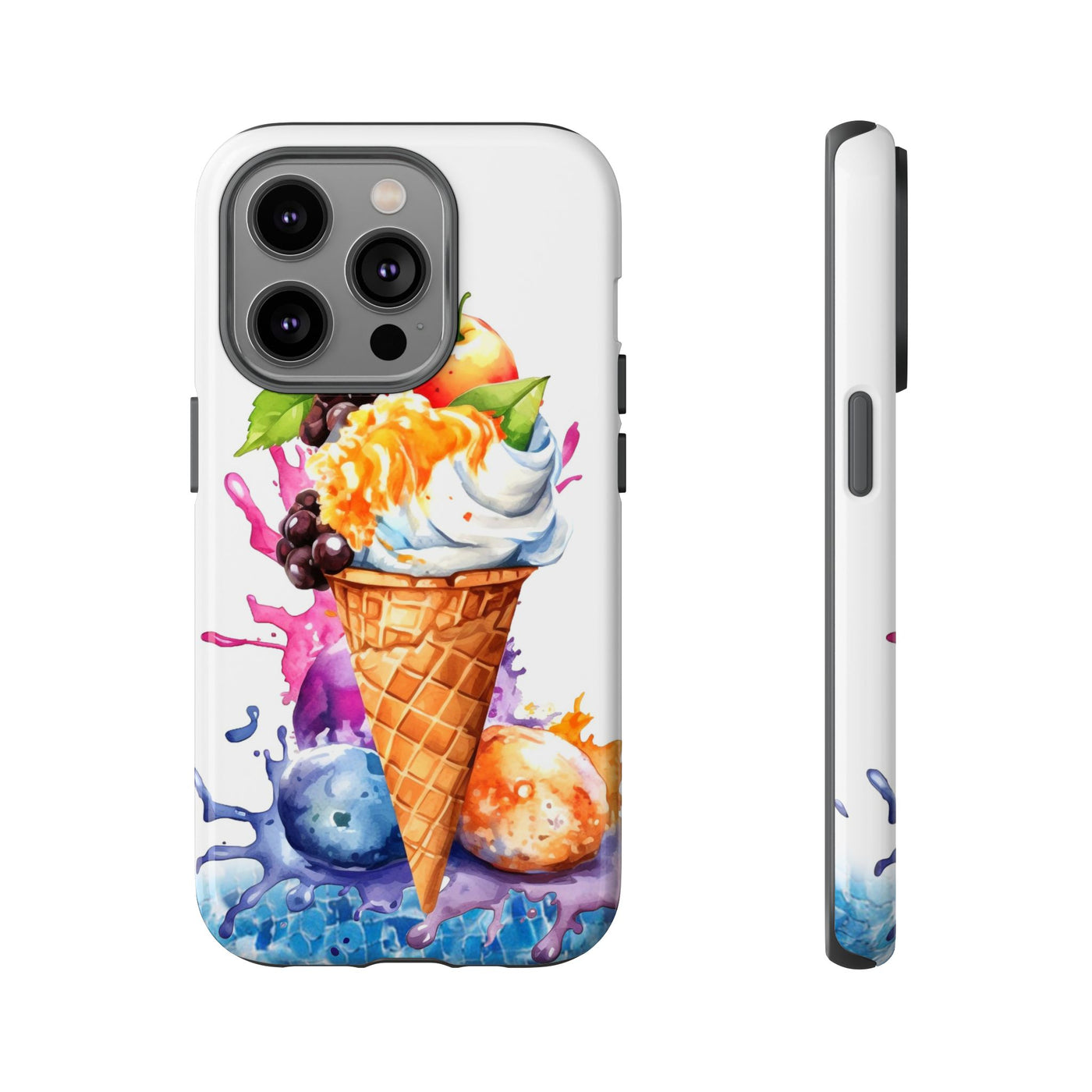 Impact Resistant, Summer Ice Cream Cone, Cute Phone Cases for Samsung S24, S23, S22, S21, IPhone 15 pro Iphone 14 pro Iphone 13 IPhone 12 Iphone 11