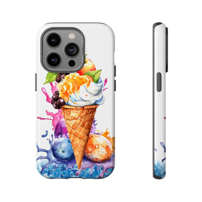 Impact Resistant, Summer Ice Cream Cone, Cute Phone Cases for Samsung S24, S23, S22, S21, IPhone 15 pro Iphone 14 pro Iphone 13 IPhone 12 Iphone 11