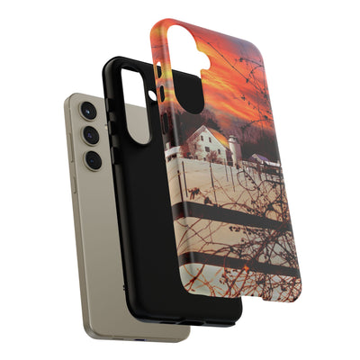 Impact Resistant, Winter Sunset Cute Phone Cases for Samsung S24, S23, S22, S21, IPhone 15 pro Iphone 14 pro Iphone 13 IPhone 12 Iphone 11