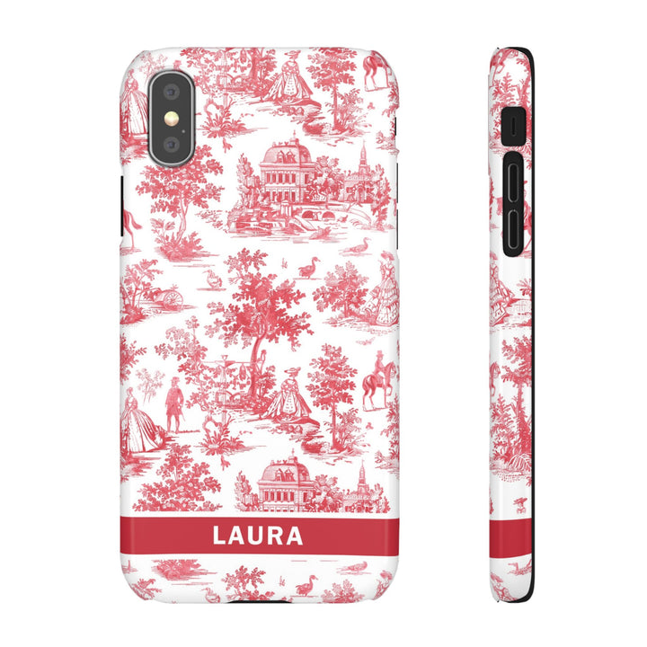 Snap French Toile Personalized Initial Custom Gift for Her Cute Phone Cases for Samsung S24, S23, S22, S21, S20, Plus and Ultra and Iphone, 16, 15, 14, 13, 12, 11. 10 - Studio40ParkLane