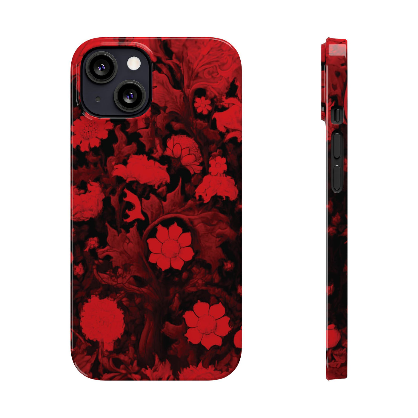 Slim Cute iPhone Cases - | iPhone 15 Case | iPhone 15 Pro Max Case, Iphone 14 Case, Iphone 14 Pro Max, Iphone 13, Red Flowers