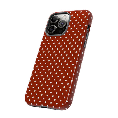 Aesthetic Tough Clay Red Polka Dots Premium Phone Case - For iPhone 17 Pro Max iPhone 16 Pro iPhone 15 Iphone 14 Plus 13 Pro 12 11 10 XR XS - Studio40ParkLane