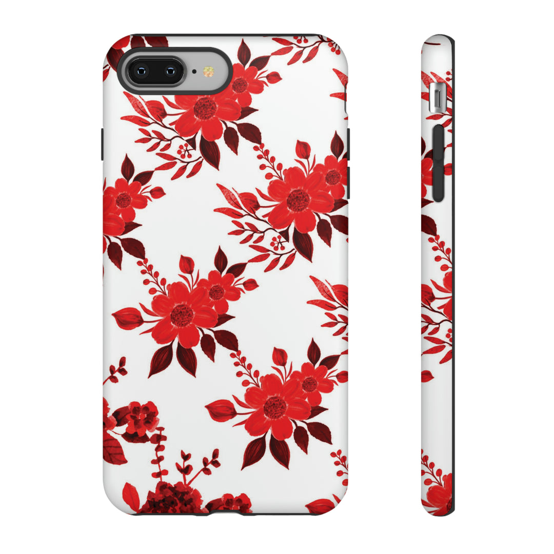 Cute IPhone Case | Red White Flowers, iPhone 15 Case | iPhone 15 Pro Case, Iphone 14 Case, Iphone 14 Pro Max Case, Protective Iphone Case - Studio40ParkLane