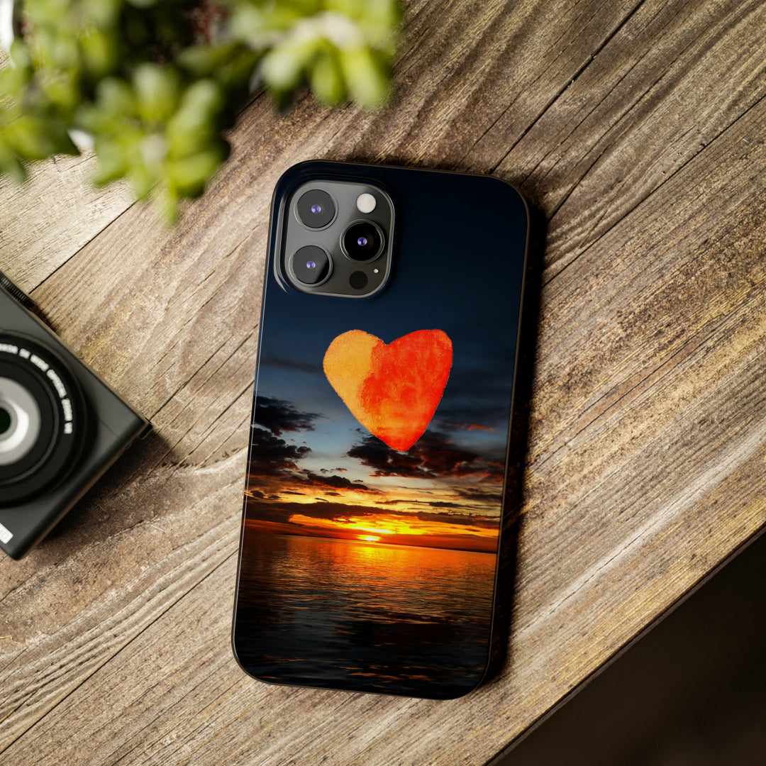 Slim Cute Phone Cases for Iphone - | iPhone 15 Case | iPhone 15 Pro Max Case, Iphone 14 Case, Iphone 14 Pro Max, Iphone 13, Rising Heart Sunset - Studio40ParkLane