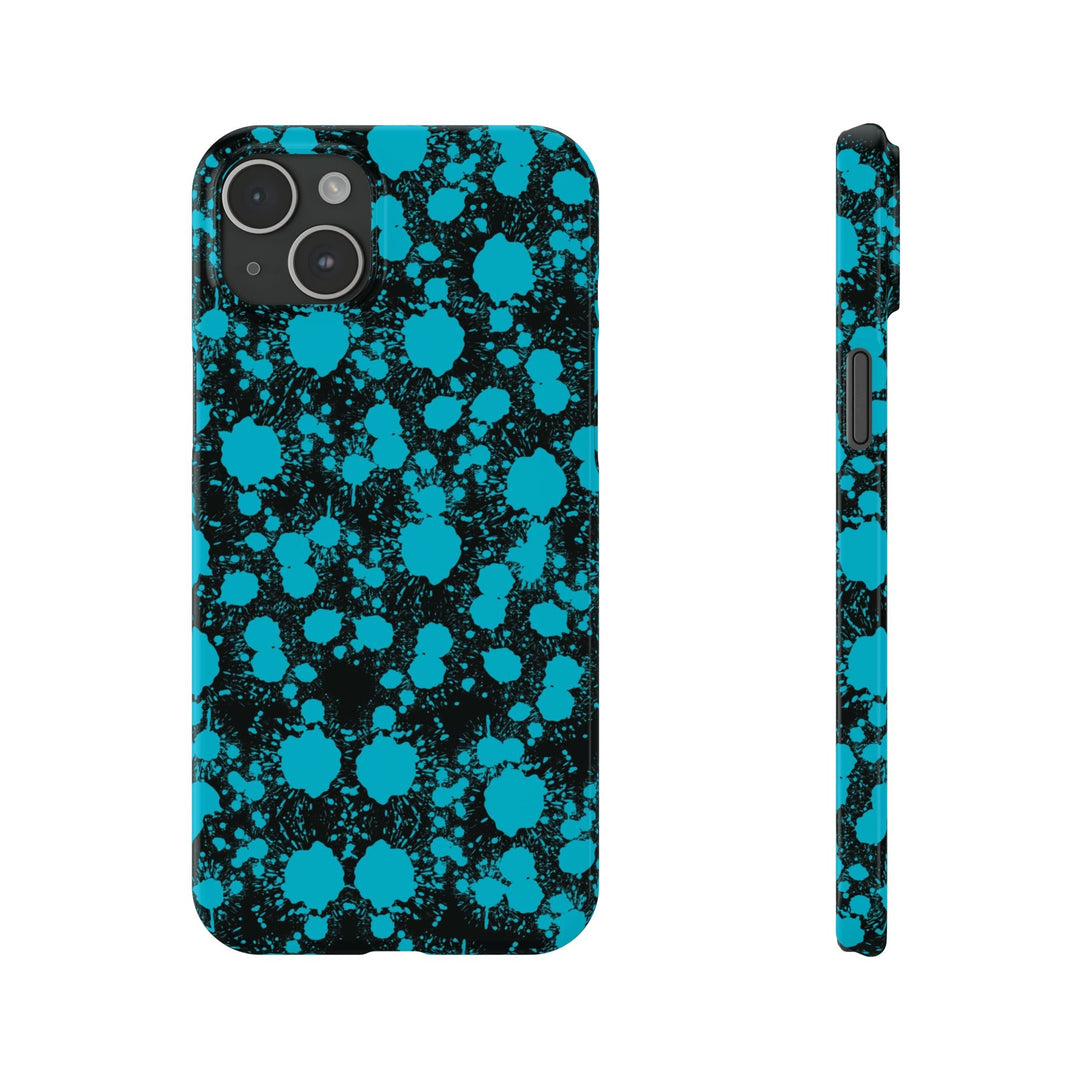 Slim Cute Phone Cases for Iphone - | iPhone 15 Case | iPhone 15 Pro Max Case, Iphone 14 Case, Iphone 14 Pro Max, Iphone 13, Blue Paint Blots Splash - Studio40ParkLane